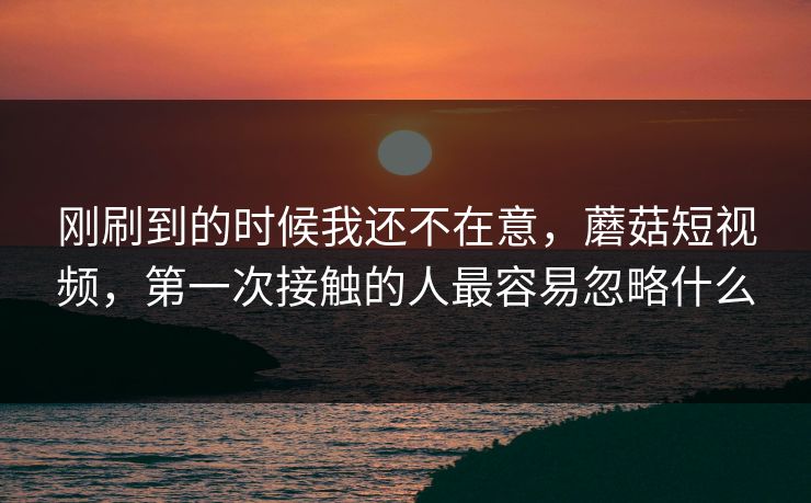 刚刷到的时候我还不在意，蘑菇短视频，第一次接触的人最容易忽略什么  第1张