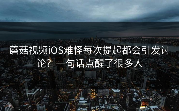 蘑菇视频iOS难怪每次提起都会引发讨论？一句话点醒了很多人  第1张