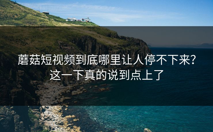 蘑菇短视频到底哪里让人停不下来？这一下真的说到点上了  第1张